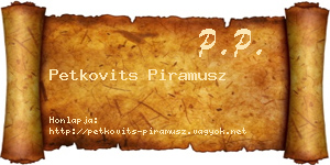Petkovits Piramusz névjegykártya